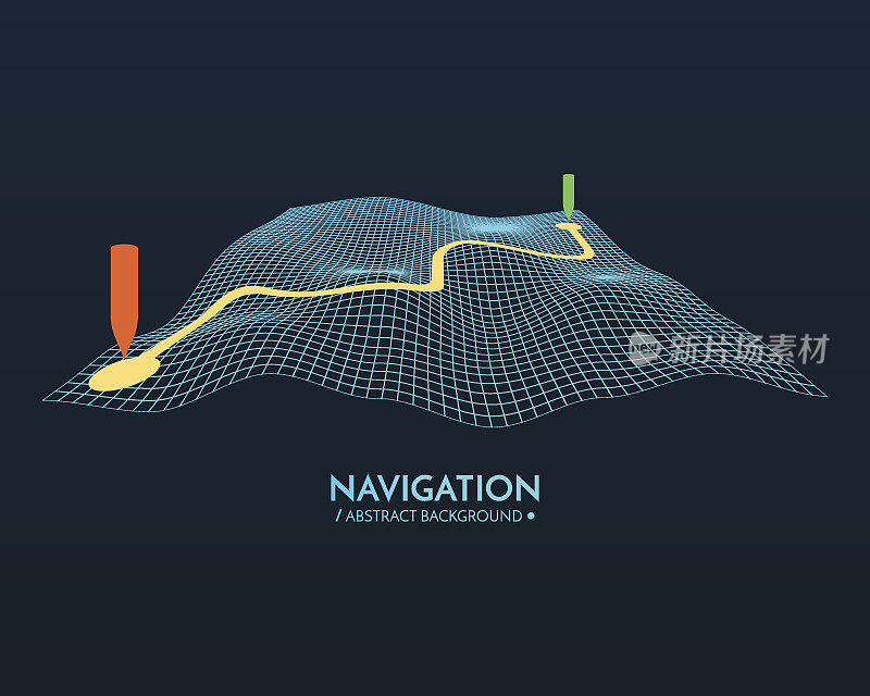 GPS导航矢量背景。3 d技术的地图